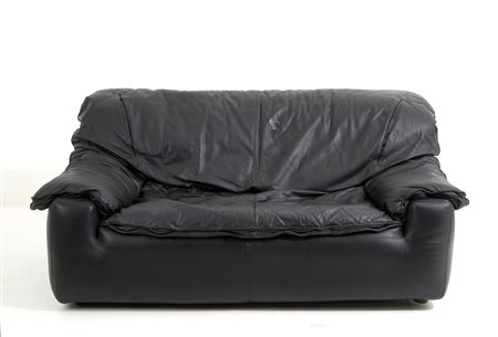 Black leather sofa