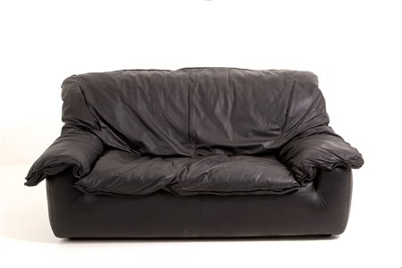 Black leather sofa