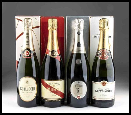 Berlucchi, G.H. Mumm, Berlucchi, Taittinger Multiple lot 2 Franciacorta 2 Champagne - 4 bottles