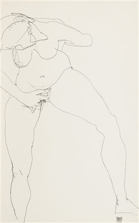 Egon Schiele, Stehnde Frau Masturbierend, 1913