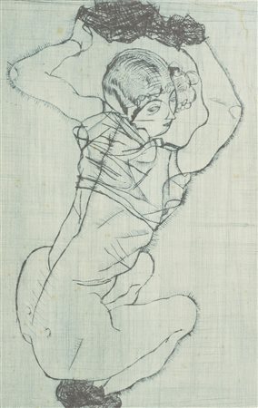 Egon Schiele, Knieendes Madchen, 1914