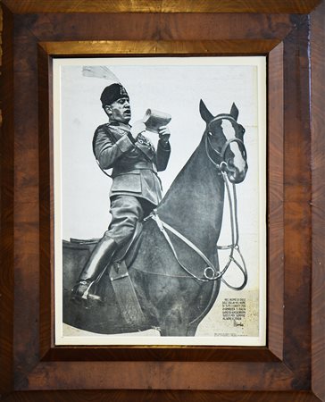 STAMPA D'EPOCA FASCISTA BENITO MUSSOLINI A CAVALLO