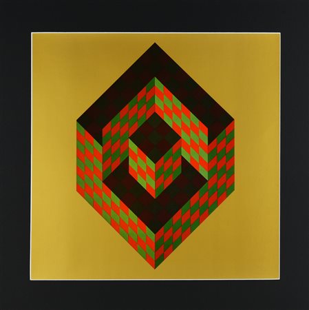 Victor Vasarely BIDIM heliogravure su cartoncino, cm 41x41 proveniente dalla...