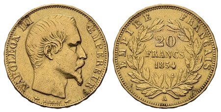 FRANCIA. Napoleone III (1852-1870). 20 franchi 1854. Parigi. Au (6,42 g)....