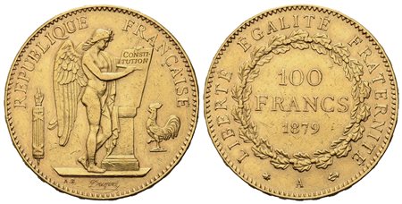 FRANCIA. Terza Repubblica (1870-1940). 100 franchi 1879. Parigi. Au (34,85 mm...