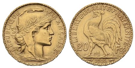 FRANCIA. Terza Repubblica (1870-1940). 20 franchi 1906. Au (21,15 mm – 6,45...