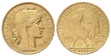 FRANCIA. Terza Repubblica (1870-1940). 20 franchi 1907. Au (6,45 g). SPL