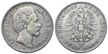GERMANIA. Baviera. Ludovido II - Ludwig II (1864-1886). 5 marchi. Ag. BB
