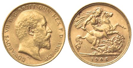 INGHILTERRA. Edoardo VII (1901-1910). Mezza Sovereign 1905. Au (19mm, 4,00...