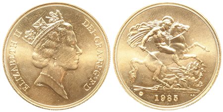 INGHILTERRA. Elisabetta II (1952-2022). 5 Pounds 1985. Au (38mm – 39,90 g)....