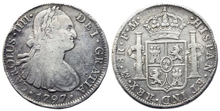 MESSICO. Carlo IV di Borbone (1788-1808). 8 reales 1792. Ag. BB, colpetto al...