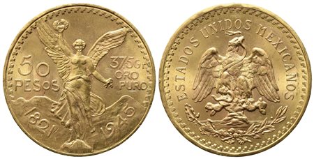 MESSICO. 50 pesos 1945. Au titolo 900 (41,66 g, di cui 37,50 g di oro puro)....