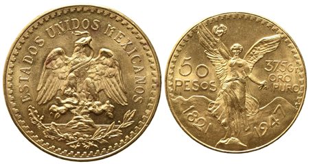 MESSICO. 50 Pesos 1947. Au titolo 900 (41,66 g, di cui 37,50 g di oro puro)....