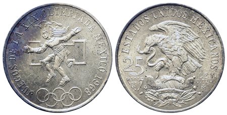 MESSICO. 25 Pesos 1968 Commemorativa Olimpiadi. Ag 720 (22,5 g). SPL+