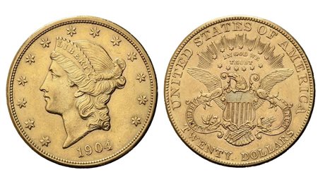 USA. 20 dollari 1904. Philadelphia. Au (33,46 g). qSPL