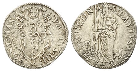 ANCONA. Stato Pontificio. Paolo III (1534-1549). Giulio. Munt.81. CNI 1. A...