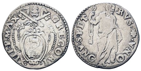 ANCONA. Stato Pontificio. Gregorio XIII (1572-1585) Testone. Ag (9,49 g)....