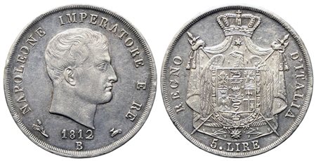 BOLOGNA. Regno d'Italia. Napoleone I, re (1805-1814). 5 lire 1812. Ag (38 mm...