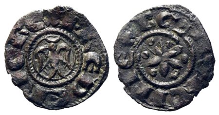 MESSINA. Regno di Sicilia. Federico II (1197-1250) Denaro. 1214. Mi. Aquila...