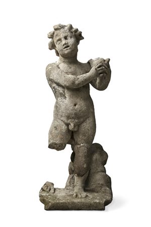 Scultore del secolo XVIIIPutto con volatileStatua in pietra(h. cm 120) (dife