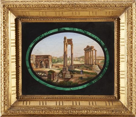 Arte romana, secolo XIX. Micromosaico raffigurante i Fori Imperiali, montato su