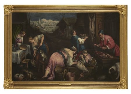 Seguace dei BassanoAllegoria dell'InvernoOlio su tela, cm 83x136,5In cor