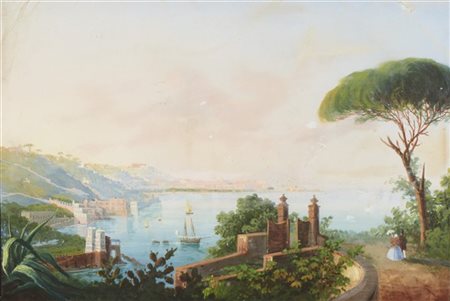 Scuola napoletana dei secoli XIX - XX
Golfo di Napoli con barche a vela
Gouache