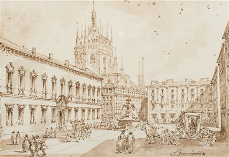 Giuseppe Latini Veduta di Piazza Fontana

penna, inchiostro bruno, acquerello br