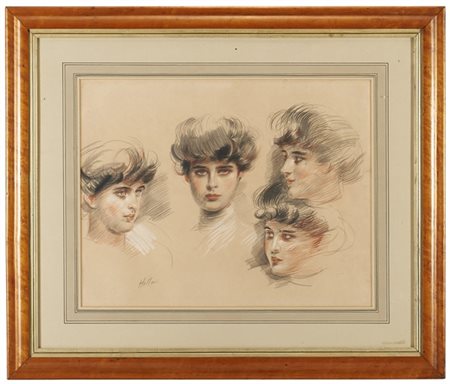 Paul César Helleu Studi per volto femminile
tecnica mista su carta (cm 46x58,5)