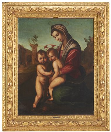 Da Giuliano Bugiardini


Madonna con Bambino e San Giovannino

Olio su tela, cm