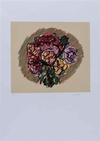 ENNIO MORLOTTI (Lecco 1910 - Milano 1992) "Fiori". Litografia a colori su...