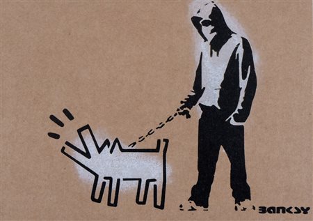 BANKSY (Bristol 1974) "Dismaland", 2015. Spray su cartone. Cm 21x30. Opera...