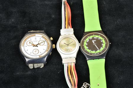 LOTTO DI TRE OROLOGI SWATCH anni '90 Difetti, mancanze