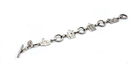 BRACCIALE A MAGLIE CON CASETTE in argento 925, lungh. cm 19,5