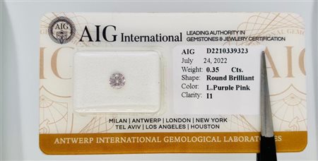 DIAMANTE 0,35 CT ROSA VIOLA CHIARO - I1 - TAGLIO BRILLANTE - CERTIFICATO AIG...