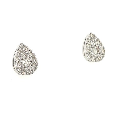 ORECCHINI IN ORO BIANCO 14K 2.60 GR CON DIAMANTI PER 0.57 CT TOTALI COLORE F...