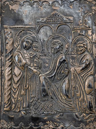 Placca in legno rivestita di metallo sbalzato, Italia centro-meridionale, XVI...