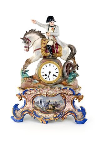 Orologio da tavolo in porcellana policroma, Jacob Petit, XIX secolo con...