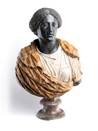 Busto femminile in marmi policromi, inizi del XVII secolo con testa in...