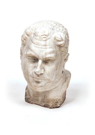 Testa dell'imperatore romano Vitellio in marmo bianco, XIX secolo , altezza...