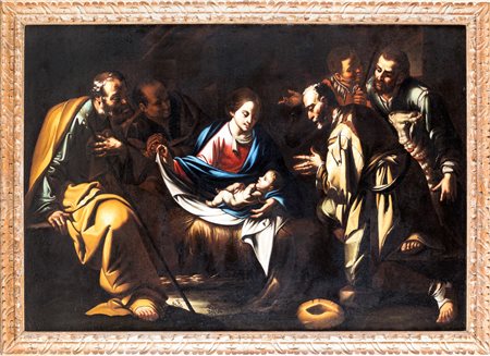 Giovanni Do (bottega di) (1617, 1656) Adorazione dei pastori olio su tela, cm...