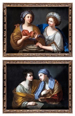 Guido Reni (seguace di) Coppia di dipinti con allegorie delle arti coppia di...