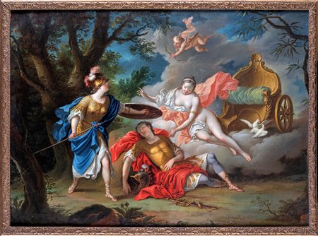 Pittore Napoletano del XVIII secolo Minerva protegge Telemaco dalle frecce di...
