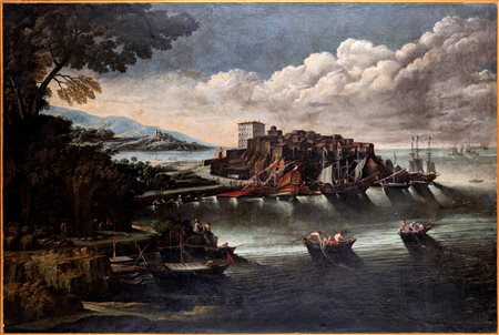 Pittore fiammingo attivo in Italia nel XVIII secolo Veduta di arcipelago con...