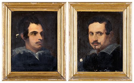 Pittore del XIX secolo Coppia di dipinti con i ritratti di Antonio Canova e...