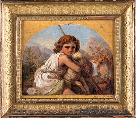 Johan Grund (Vienna, 1808 - 1887) San Giovanni Battista olio su tela...