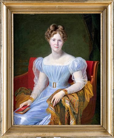 Pittore del XIX secolo Ritratto di gentildonna olio su tela, cm 104x83 - in...