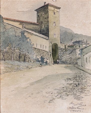 Achille Beltrame (Arzignano, 1871 - Milano, 1945), 1920 circa Veduta di Porta...