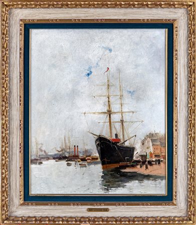 Pittore francese del XIX secolo, ultimi anni del XIX secolo Veduta di porto...