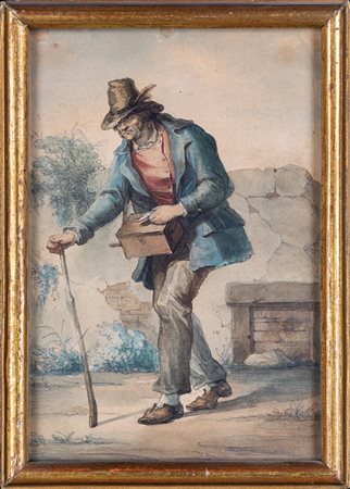 Anonimo del XIX secolo, metà del XIX secolo Mendicante con carillon...